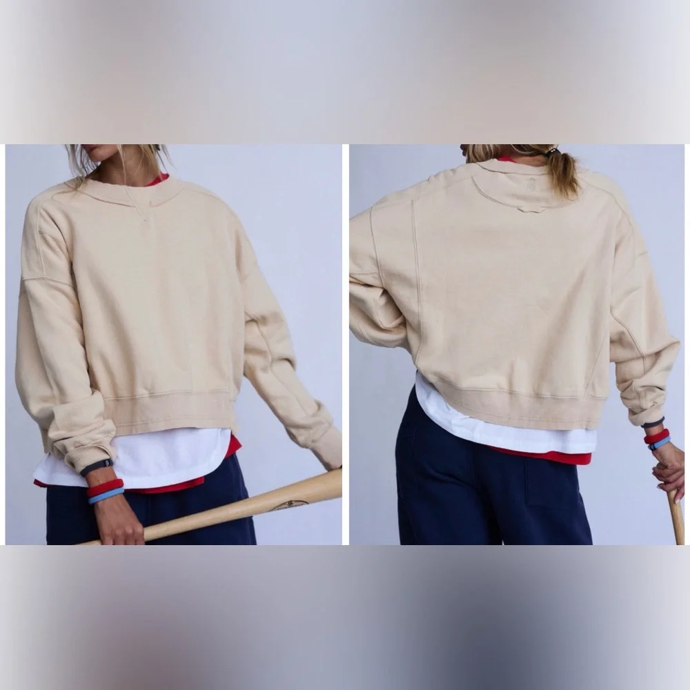 NWT Free People FP Movement Intercept Pullover - oatmilk ivory - XS